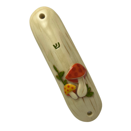 mushroom mezuzah Handpainted Ceramic Mezuzot from Jewish shop selling Judaica art and gifts Handmade ceramic art vintage mushroom pottery style