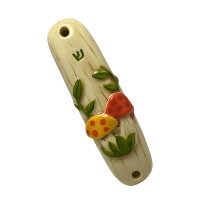 mushroom mezuzah Handpainted Ceramic Mezuzot from Jewish shop selling Judaica art and gifts Handmade ceramic art vintage mushroom pottery style