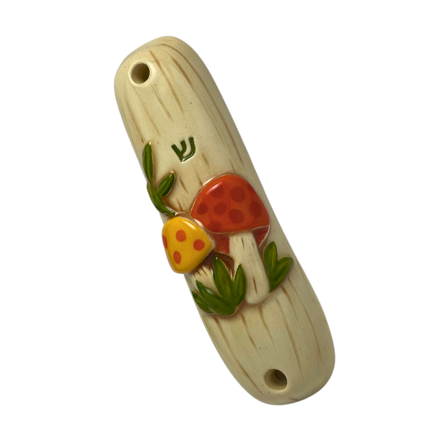 mushroom mezuzah Handpainted Ceramic Mezuzot from Jewish shop selling Judaica art and gifts Handmade ceramic art vintage mushroom pottery style