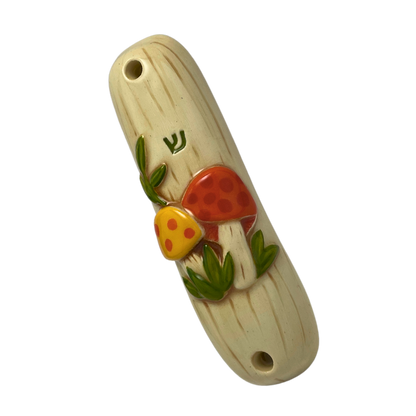 mushroom mezuzah Handpainted Ceramic Mezuzot from Jewish shop selling Judaica art and gifts Handmade ceramic art vintage mushroom pottery style