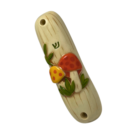 mushroom mezuzah Handpainted Ceramic Mezuzot from Jewish shop selling Judaica art and gifts Handmade ceramic art vintage mushroom pottery style