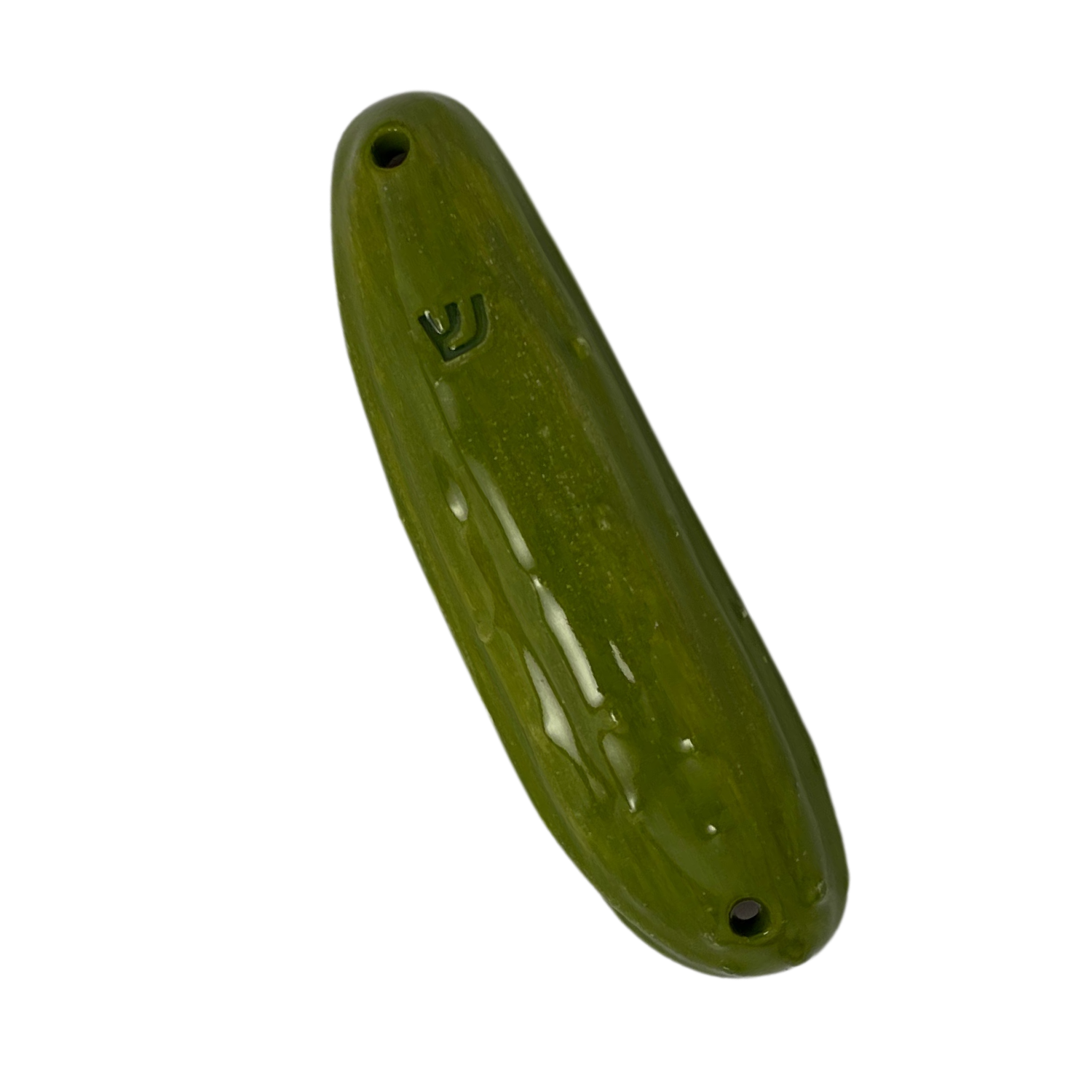 pickle mezuzah Handpainted Ceramic Mezuzot from Jewish shop selling Judaica art and gifts Handmade ceramic art green pickle mezuzah
