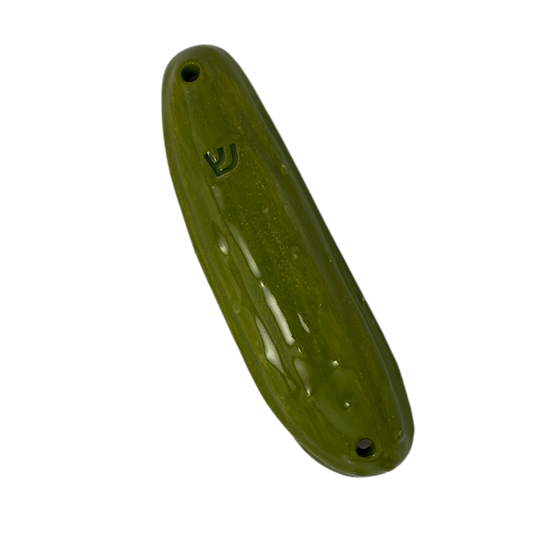 pickle mezuzah Handpainted Ceramic Mezuzot from Jewish shop selling Judaica art and gifts Handmade ceramic art green pickle mezuzah
