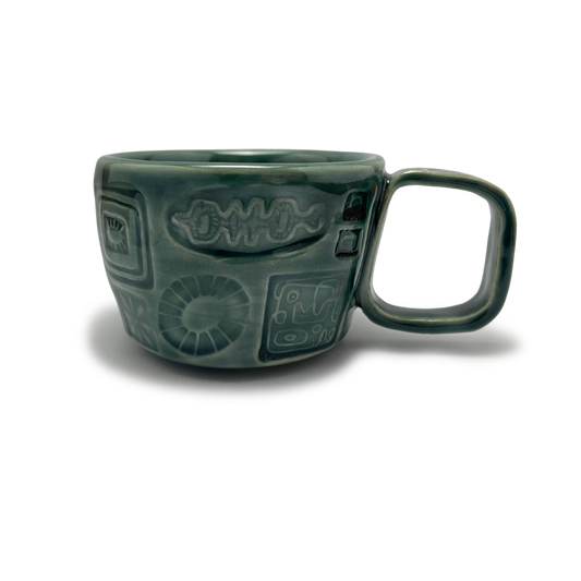 coffee mug or teacup handmade in california by shana ostrowiecki teal turquoise blue ceramic pottery homewares